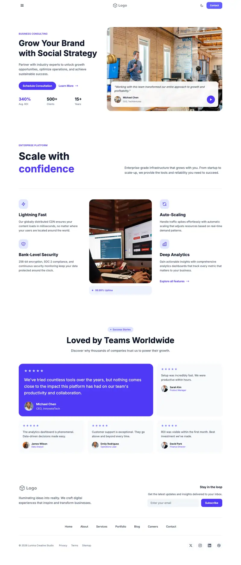 Social Media Agency website template preview