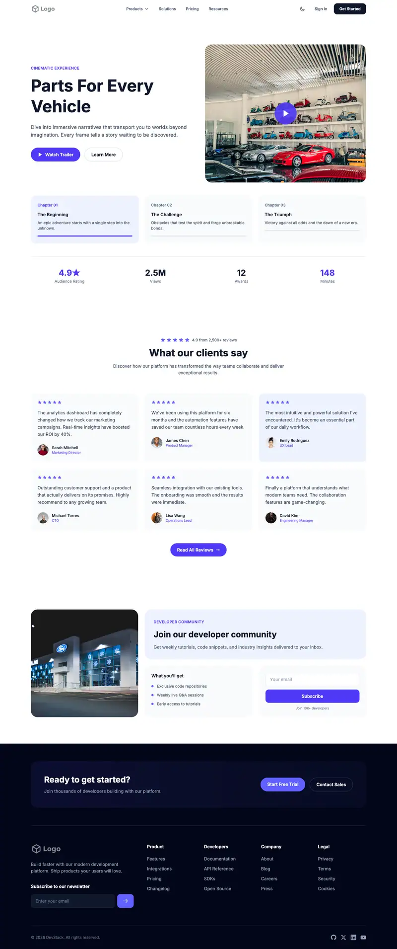 Auto Parts Store website template preview