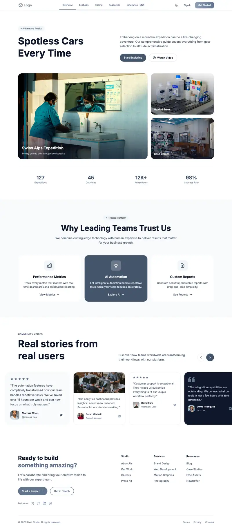 Car Wash website template preview