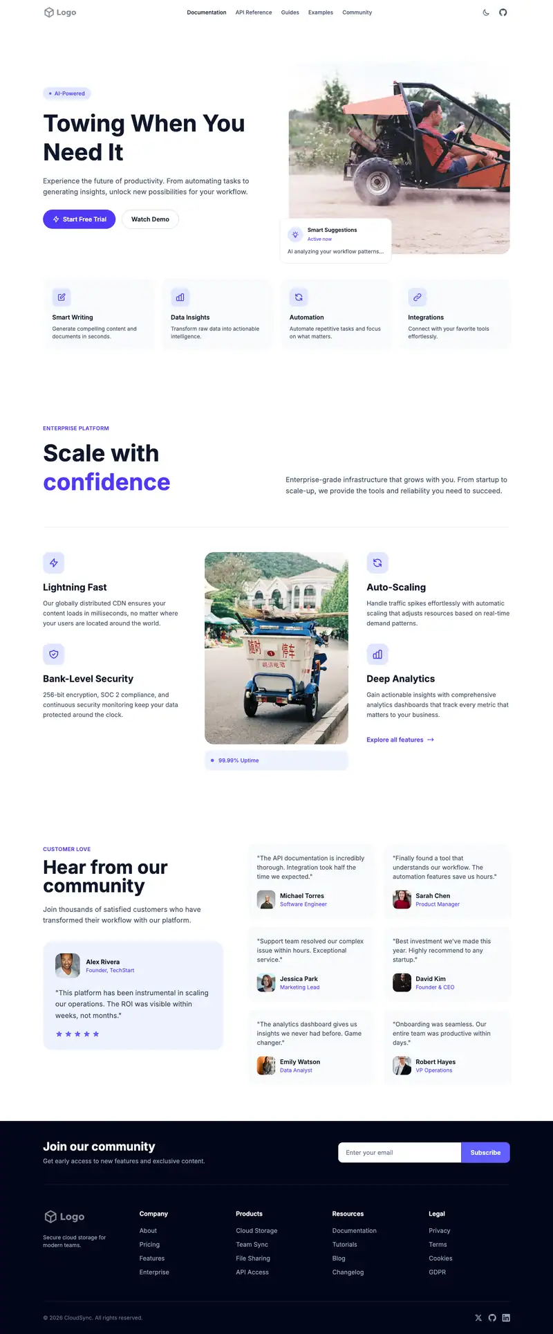 Towing Service website template preview