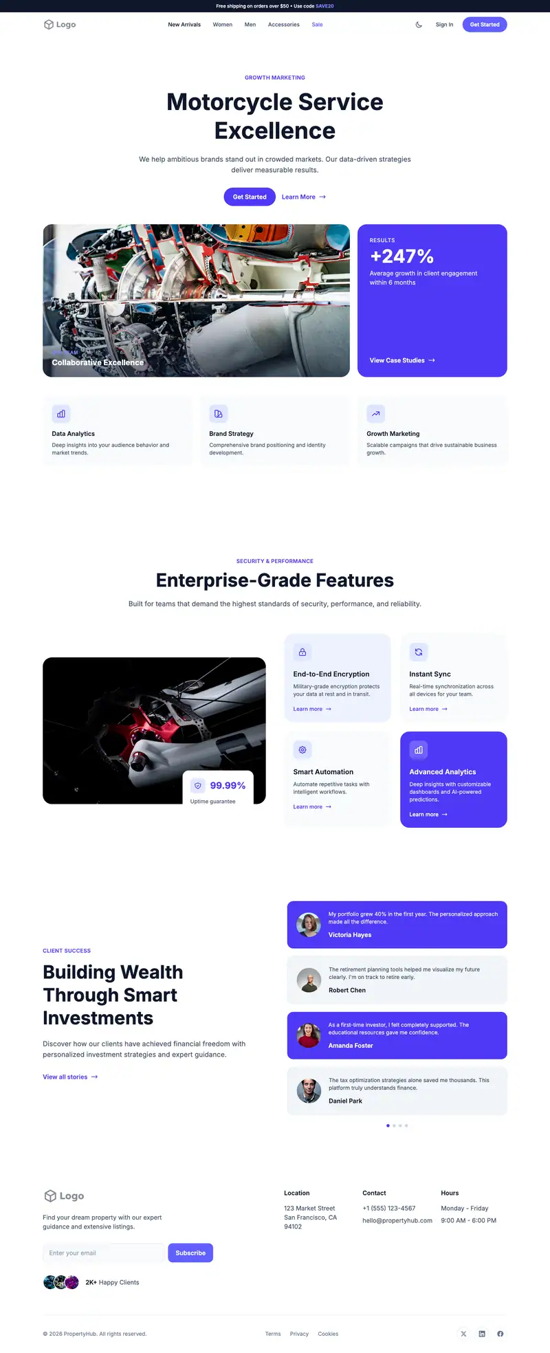 Motorcycle Repair website template preview