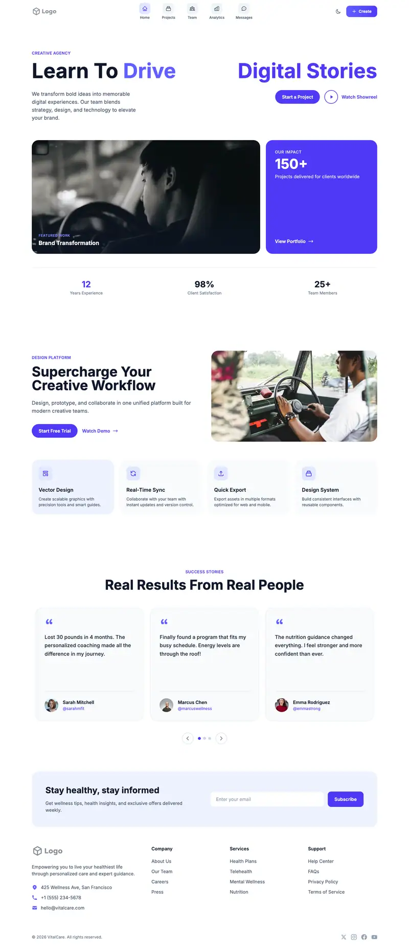 Driving School website template preview
