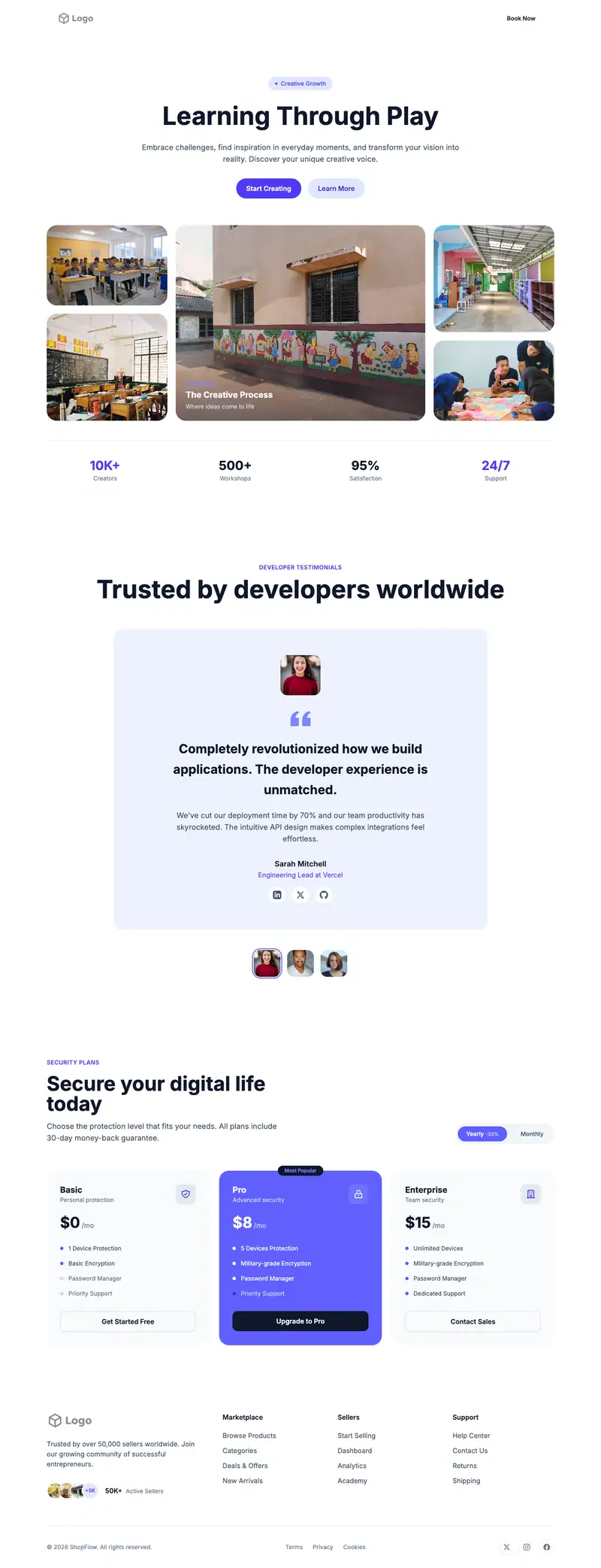 Kids Learning Center website template preview