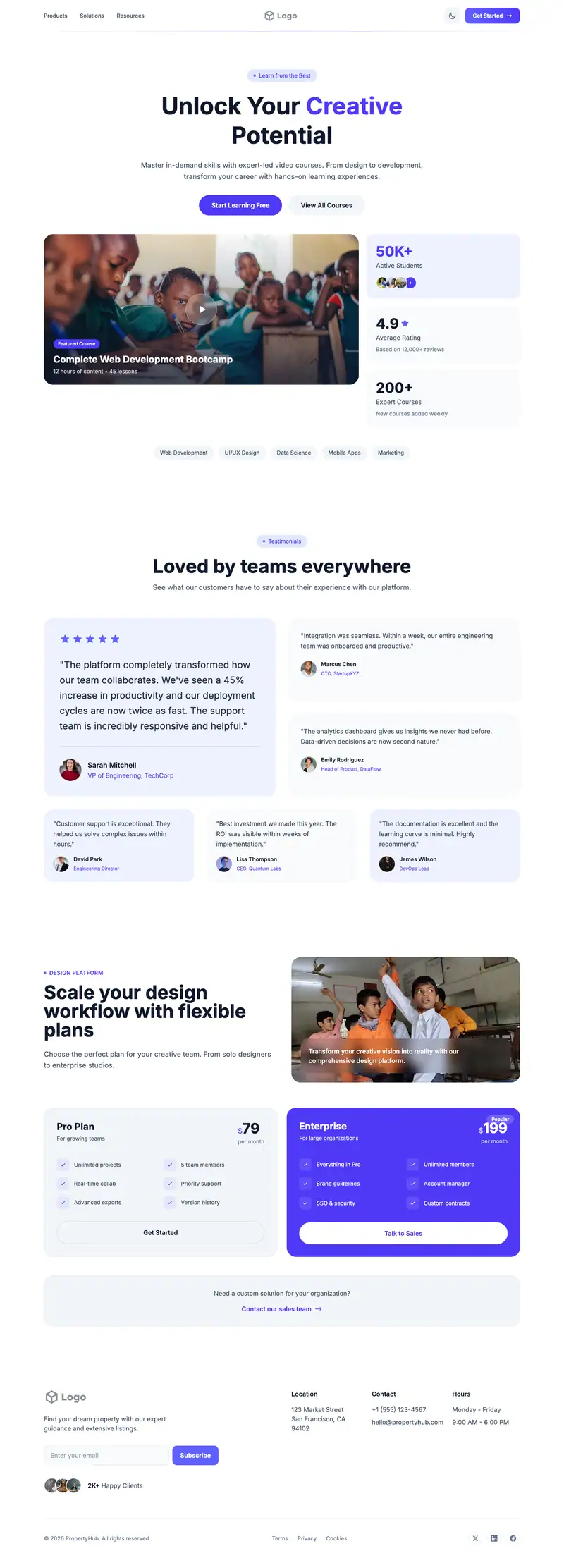 Kids Language School website template preview