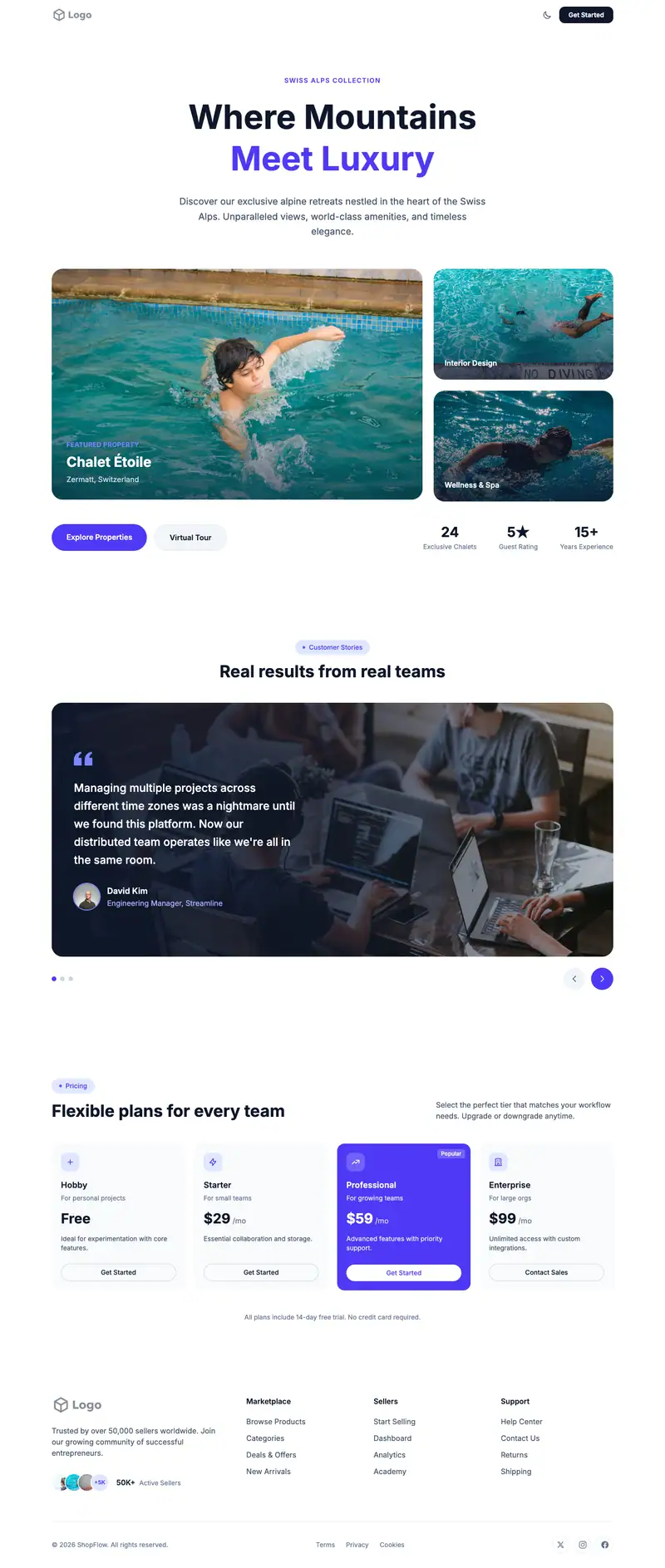 Kids Swim Lessons website template preview