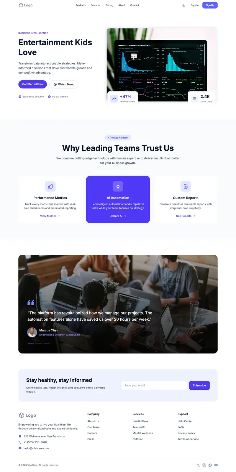Kids Entertainer website template preview
