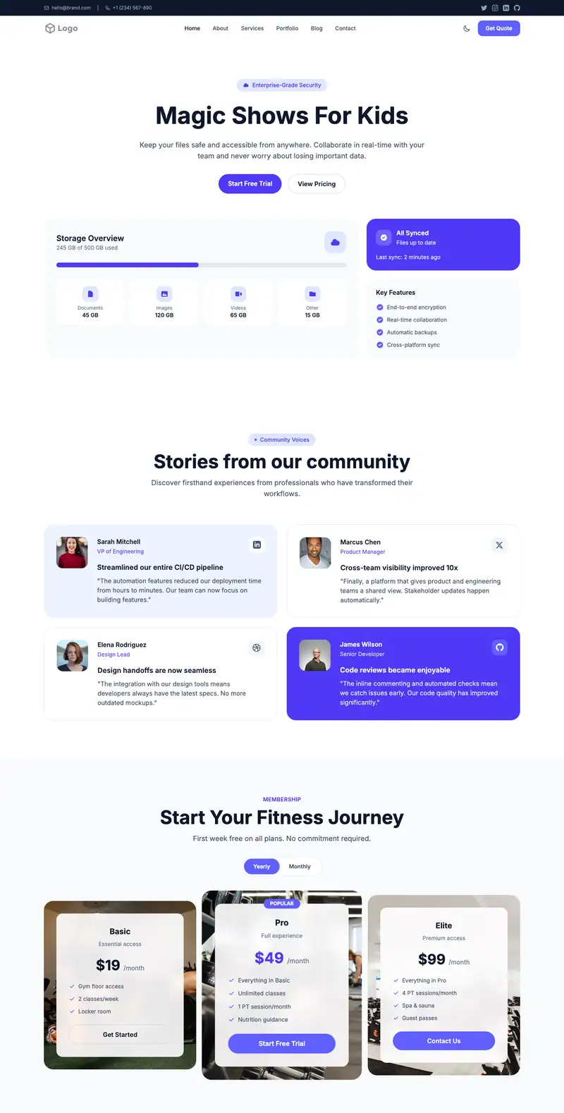 Kids Magician website template preview