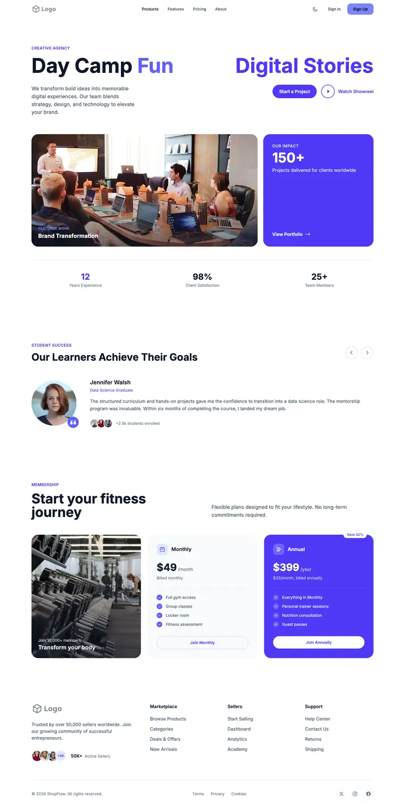Day Camp website template preview