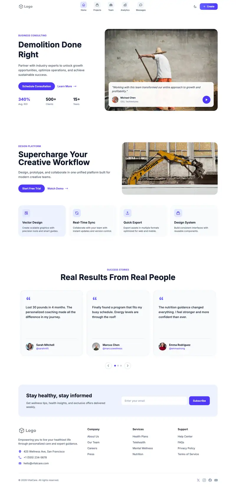 Demolition Contractor website template preview