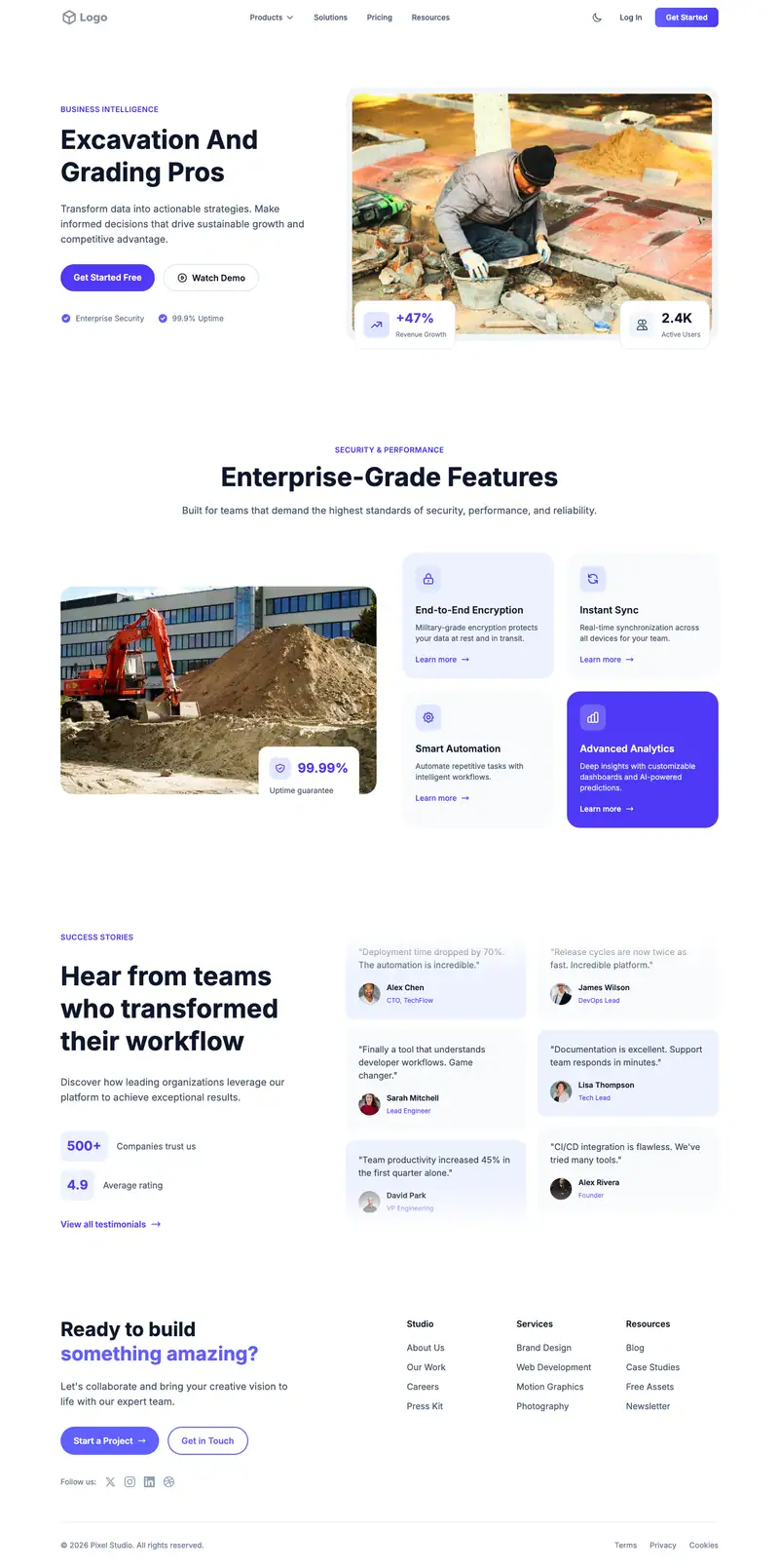Excavation Grading website template preview