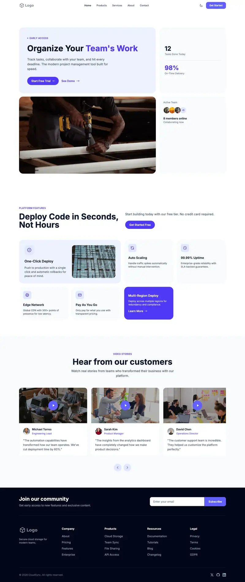 Framing Contractor website template preview