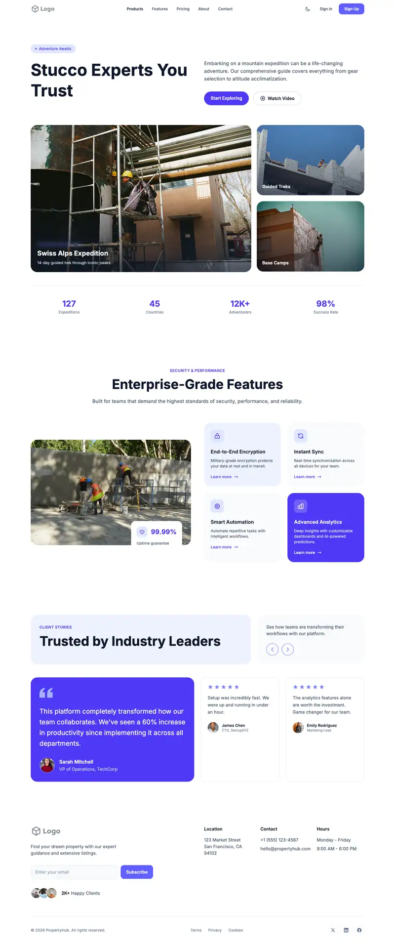 Stucco Contractor website template preview