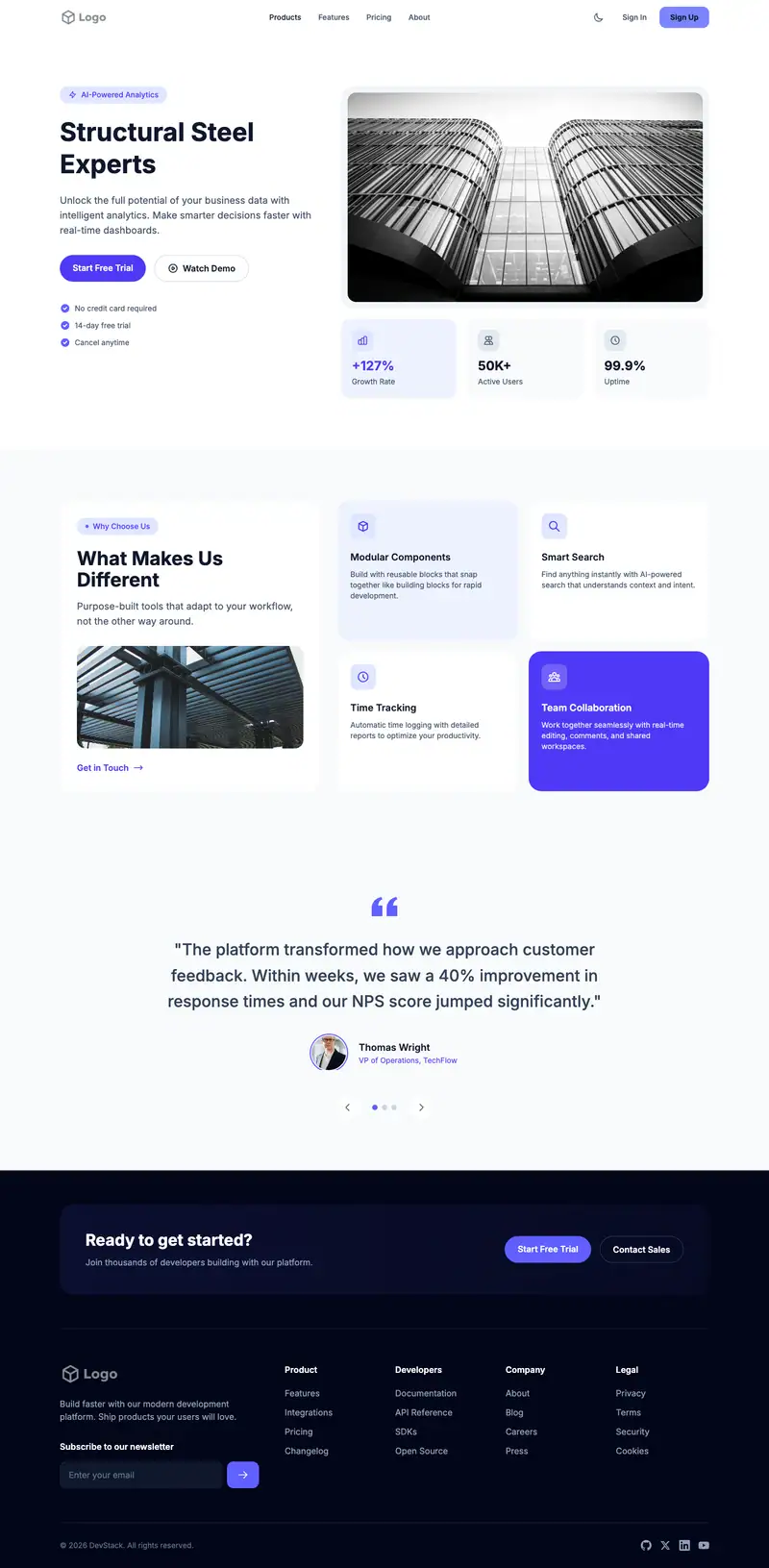 Structural Steel website template preview