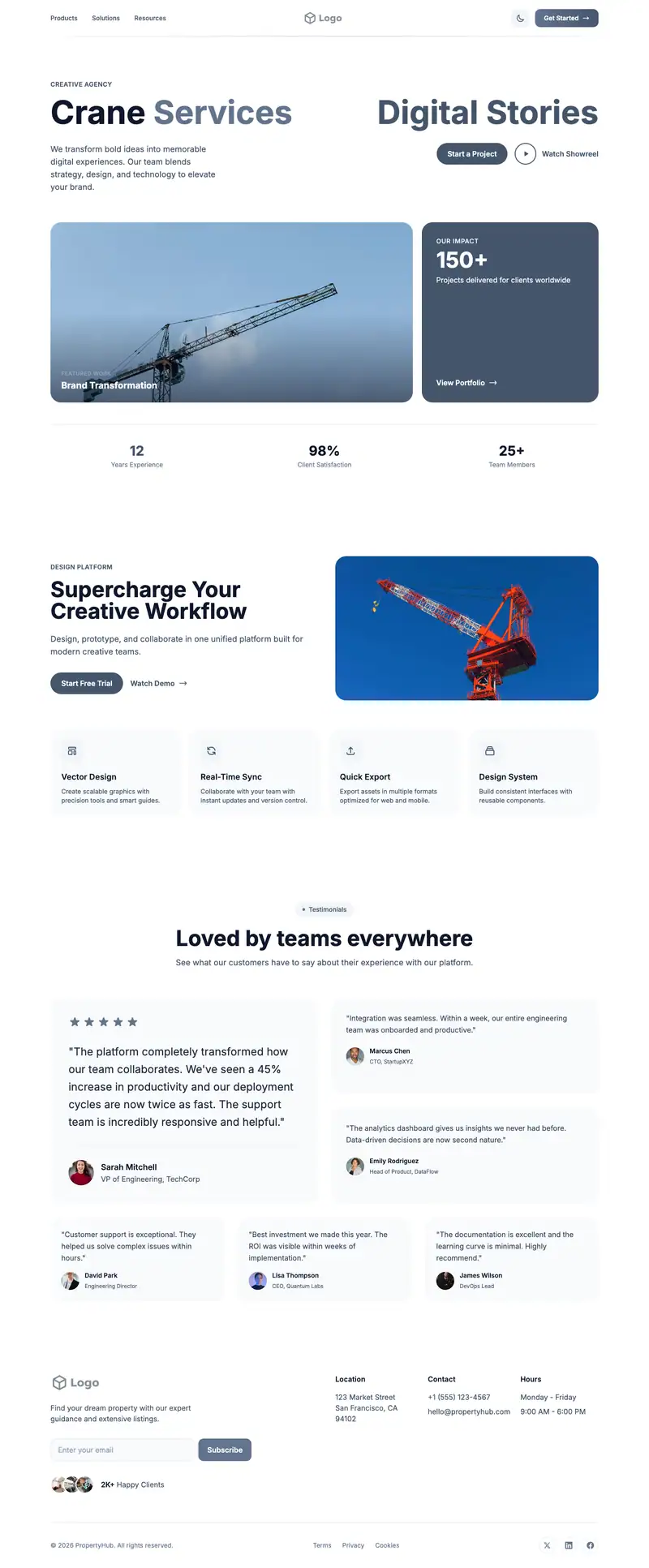 Crane Service website template preview