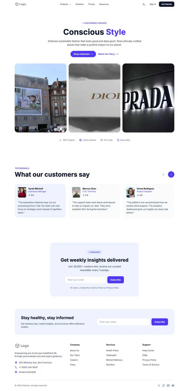 Luxury Fashion Brand website template preview