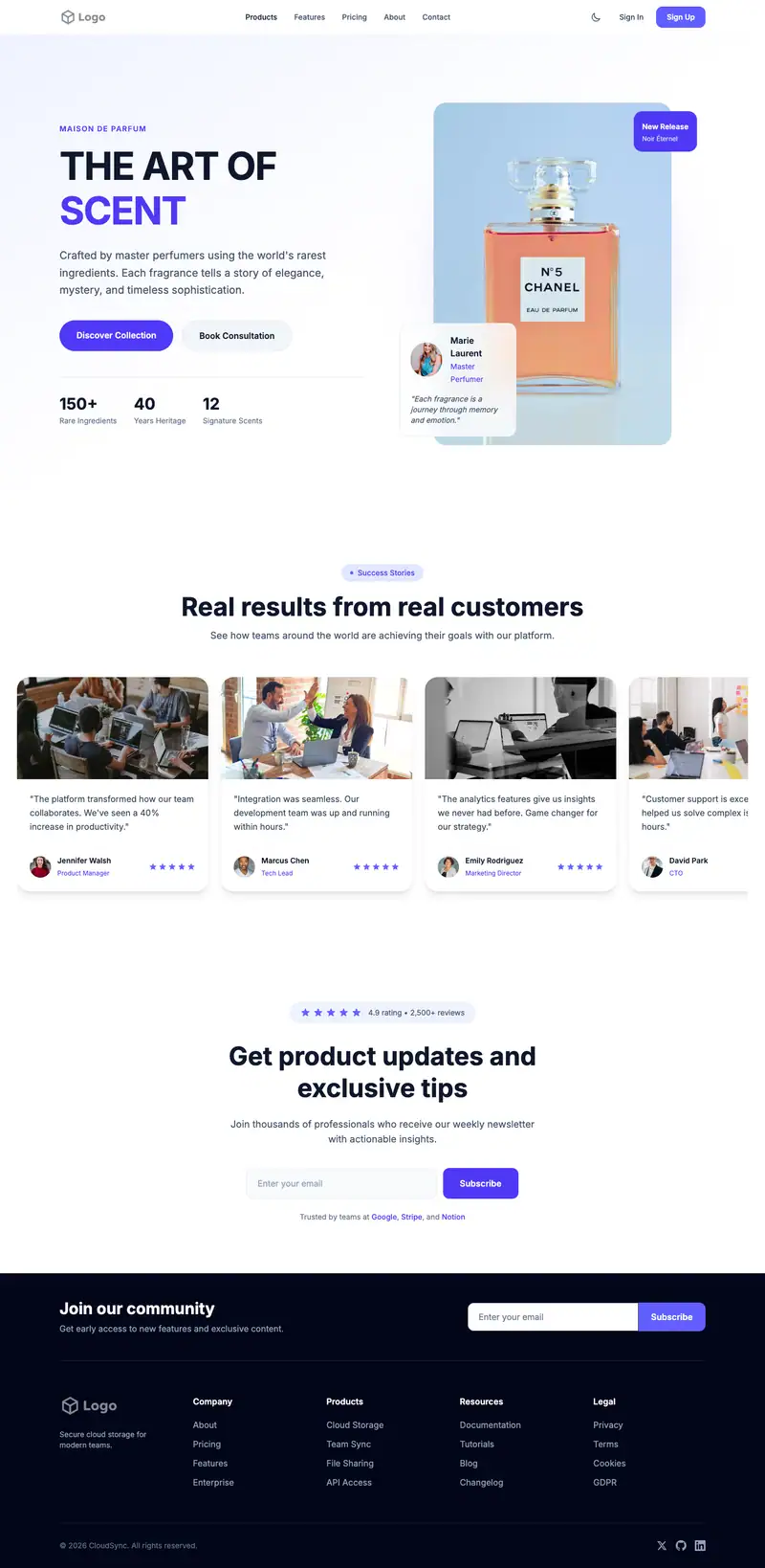 Skincare Brand website template preview