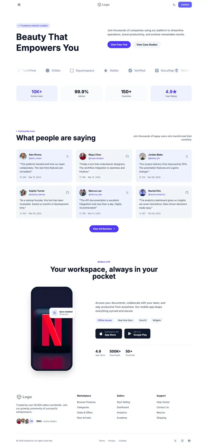 Makeup Brand website template preview