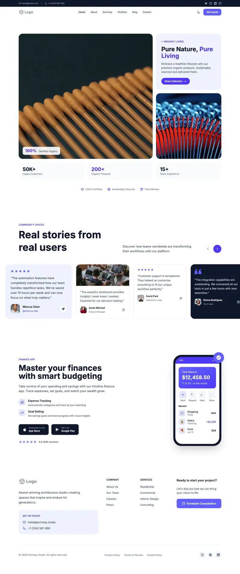 Hair Products Brand website template preview