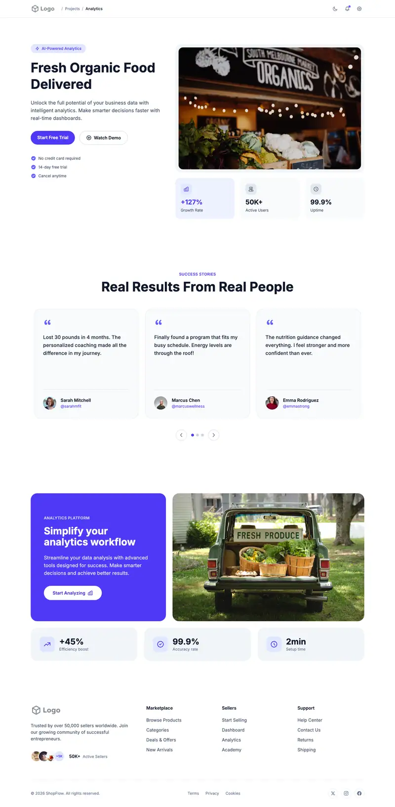 Organic Food Store website template preview