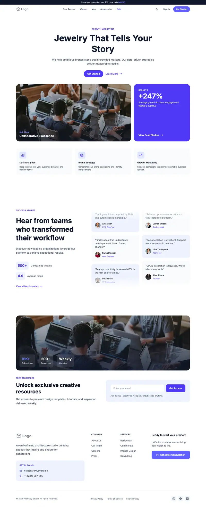 Jewelry Brand website template preview