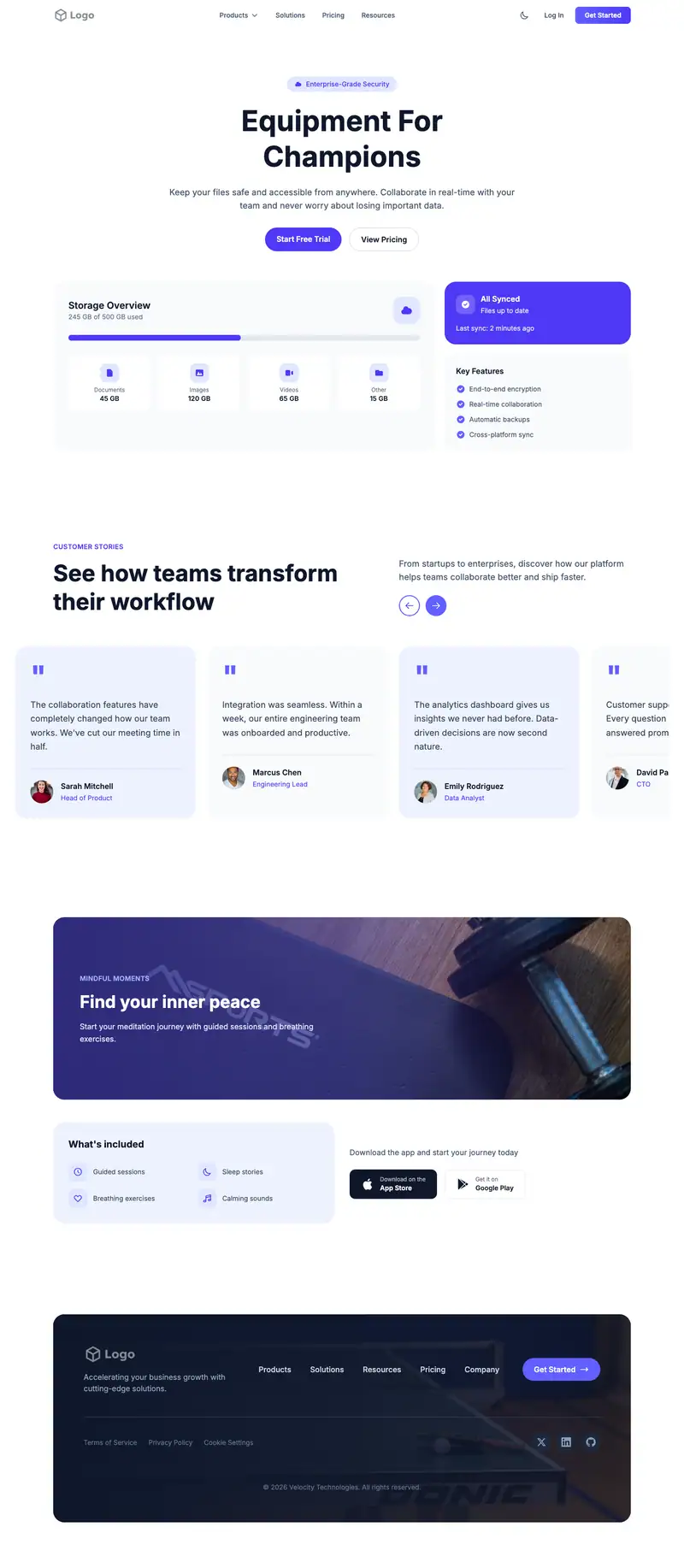 Sports Equipment Store website template preview