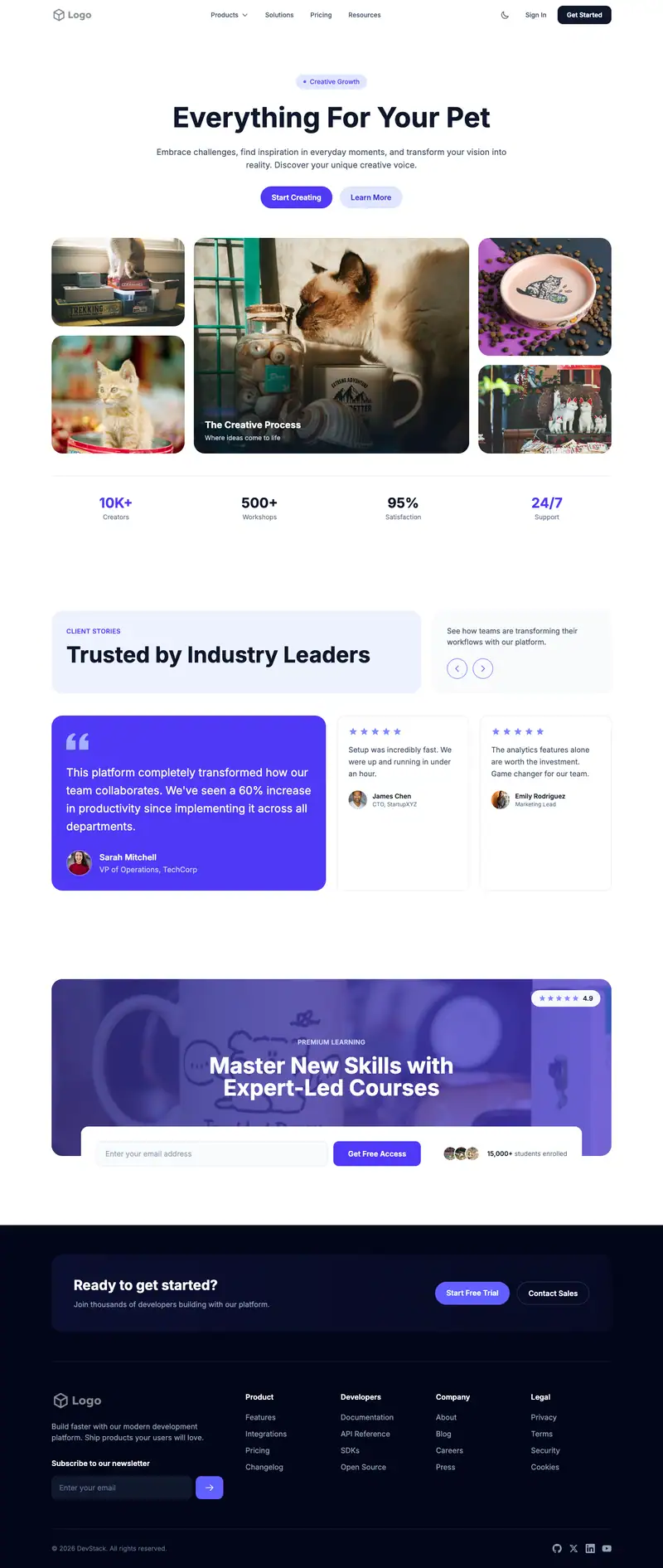 Pet Supplies Store website template preview