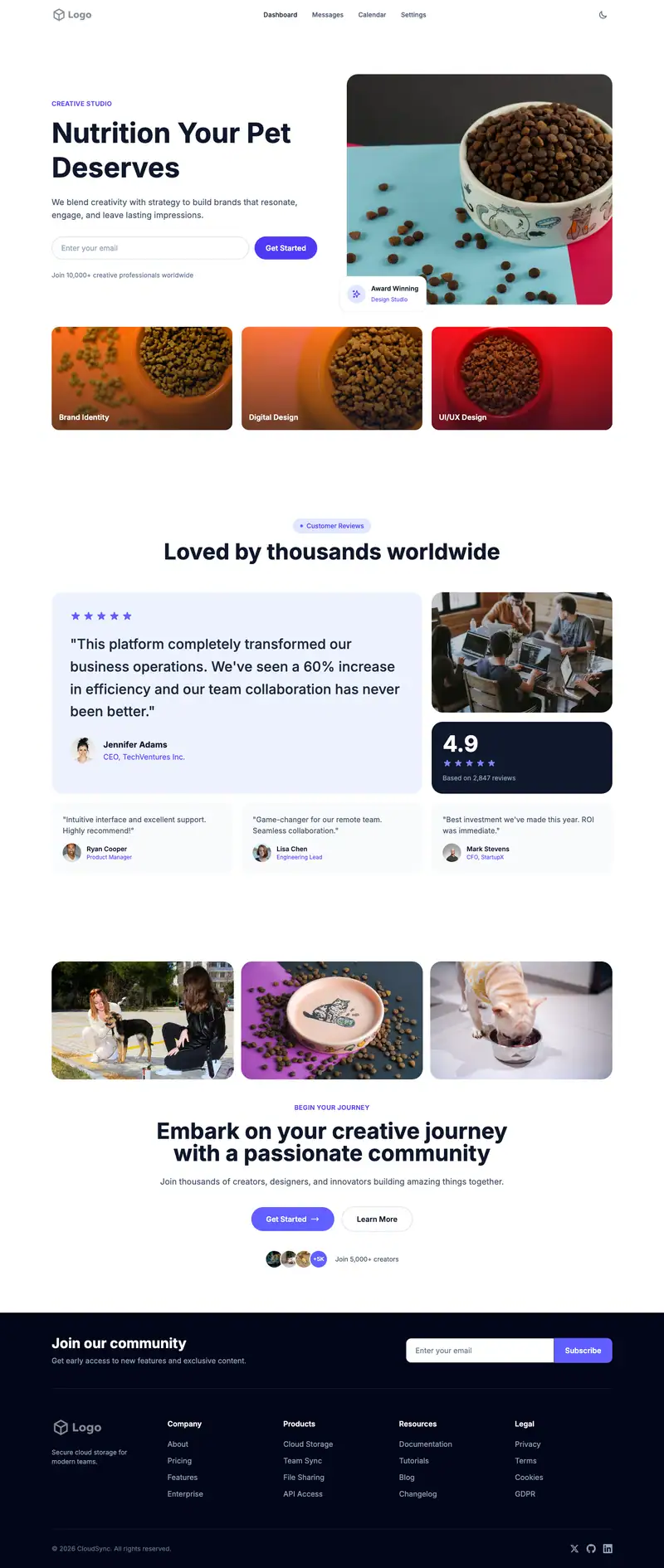 Pet Food Brand website template preview