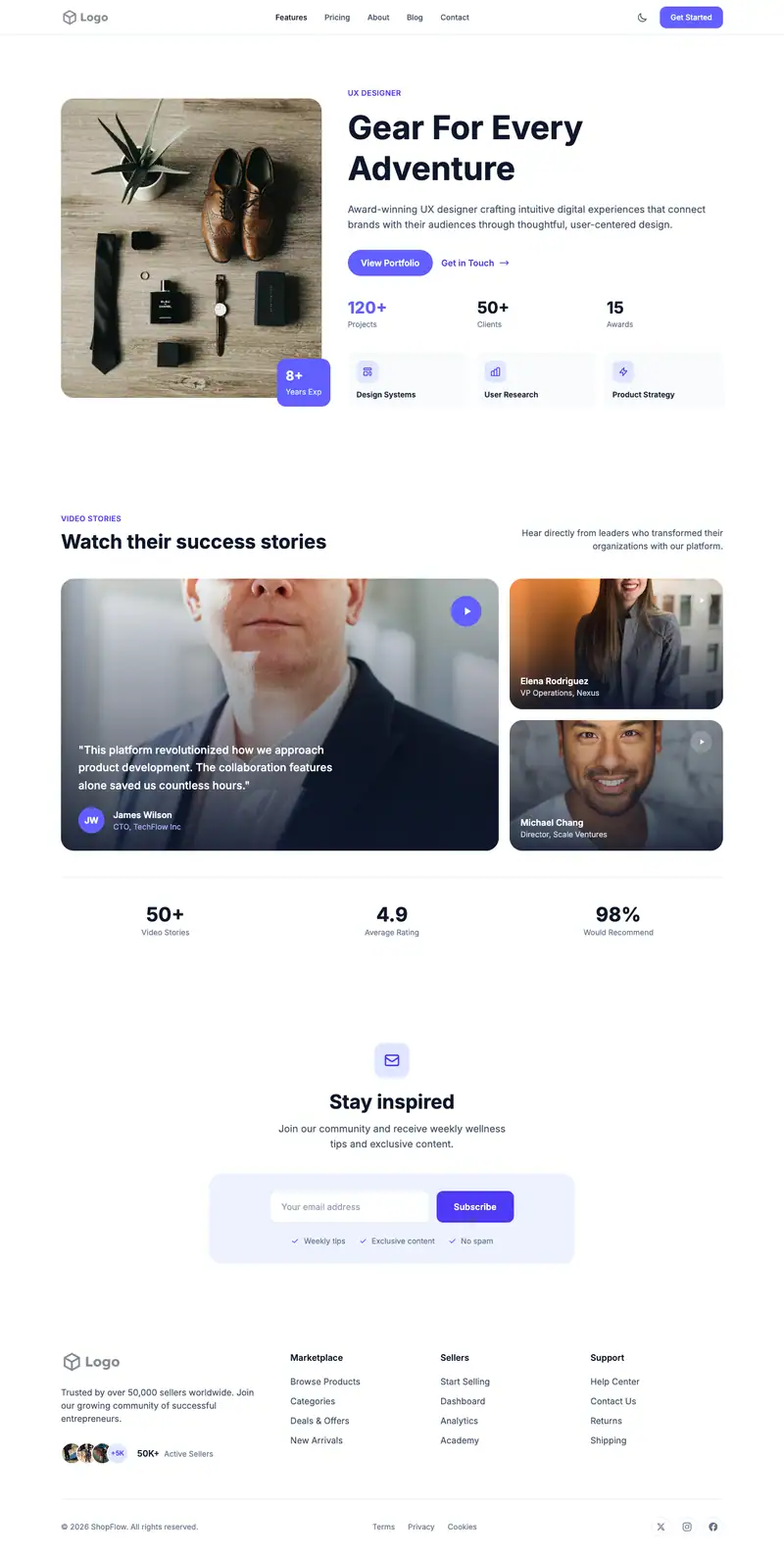 Outdoor Gear Store website template preview