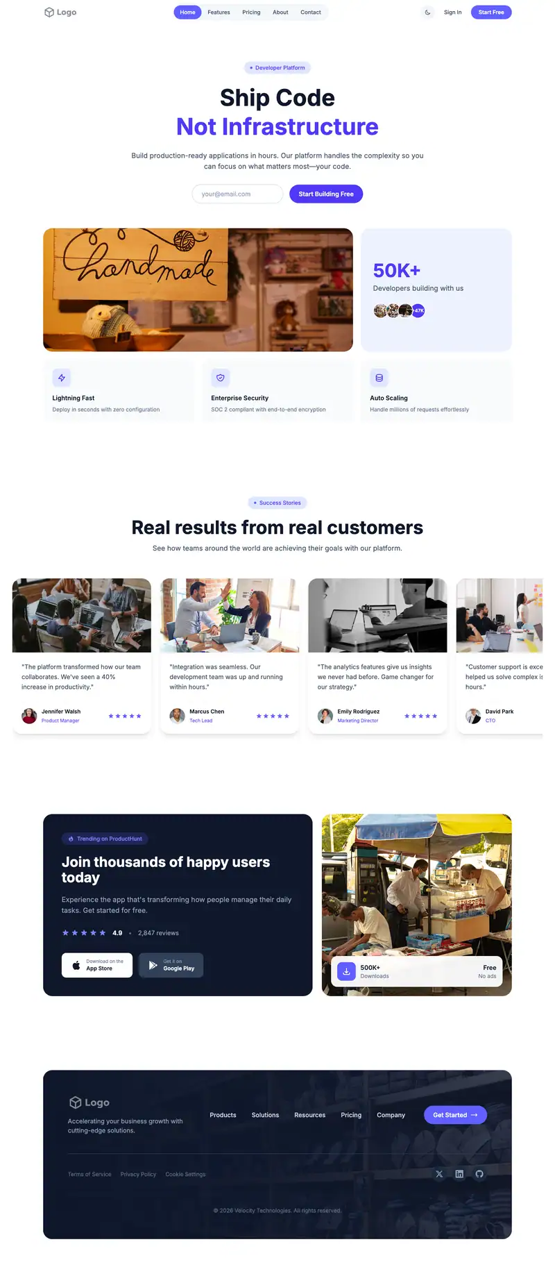 Handmade Marketplace website template preview