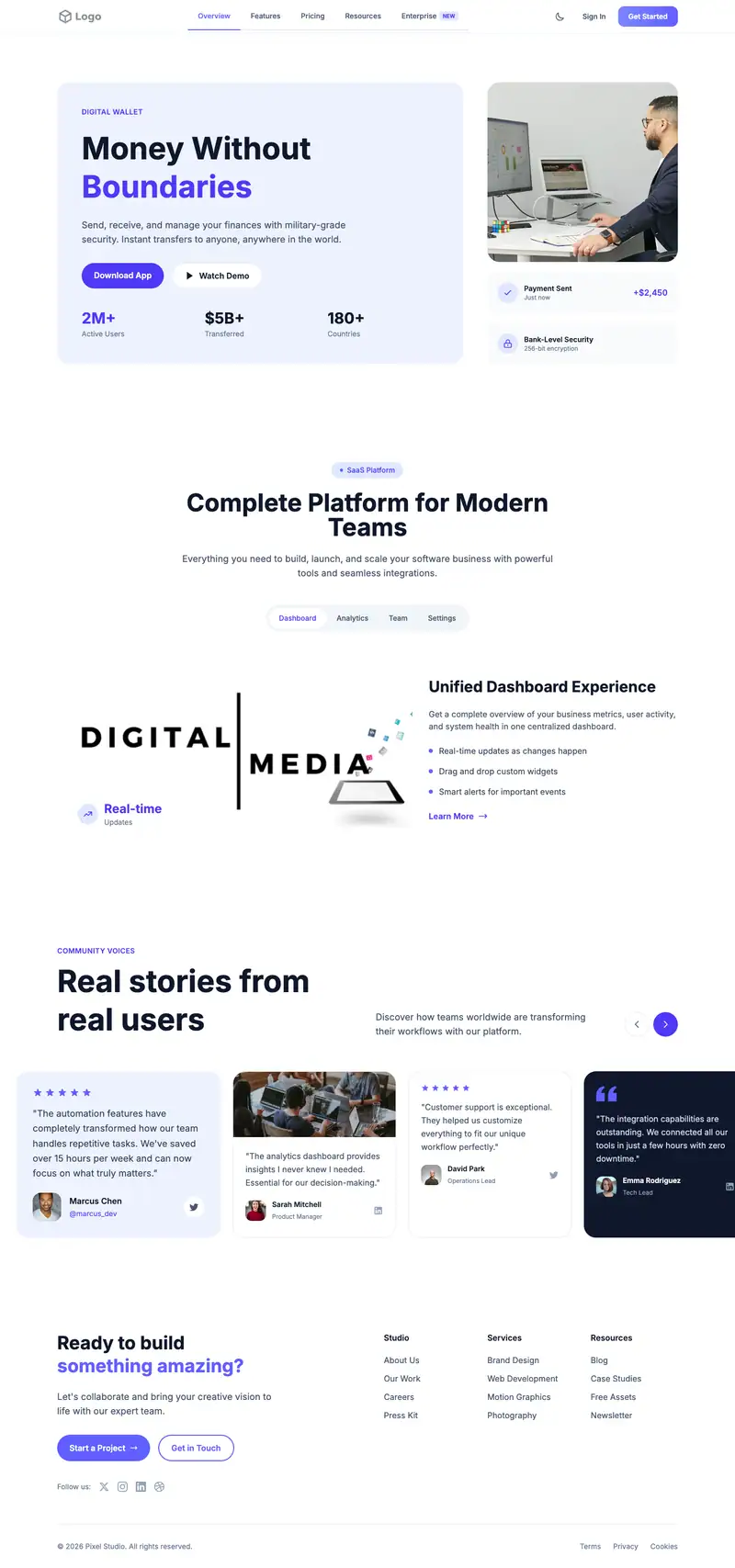 Digital Products Store website template preview
