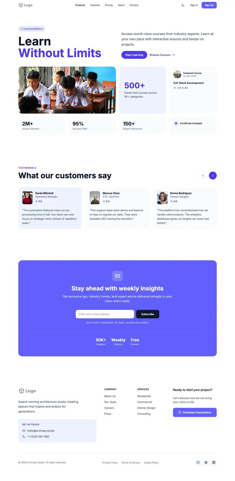 Private School website template preview