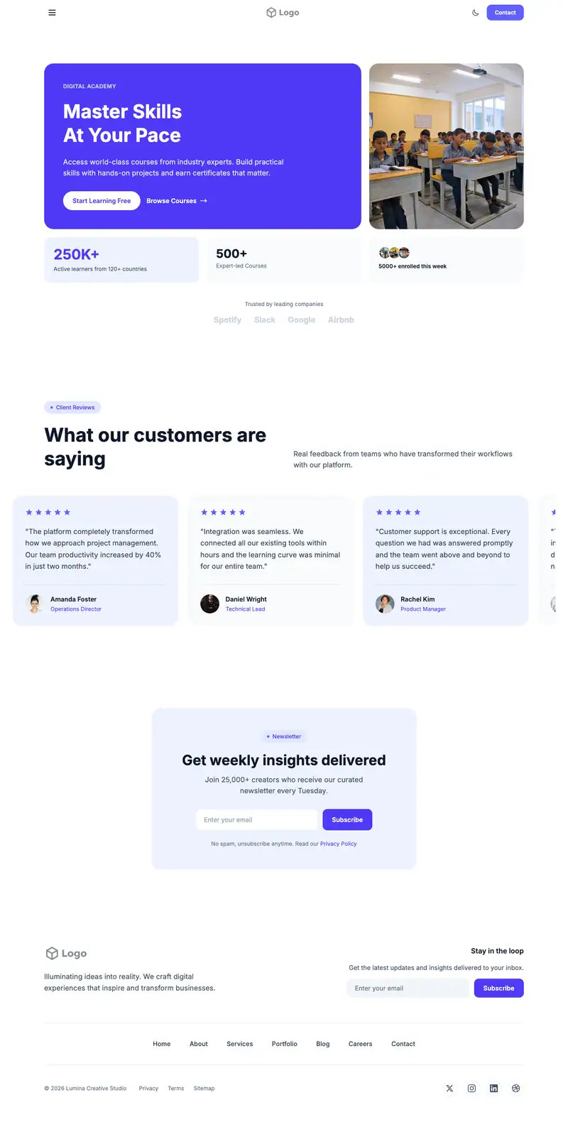 Charter School website template preview