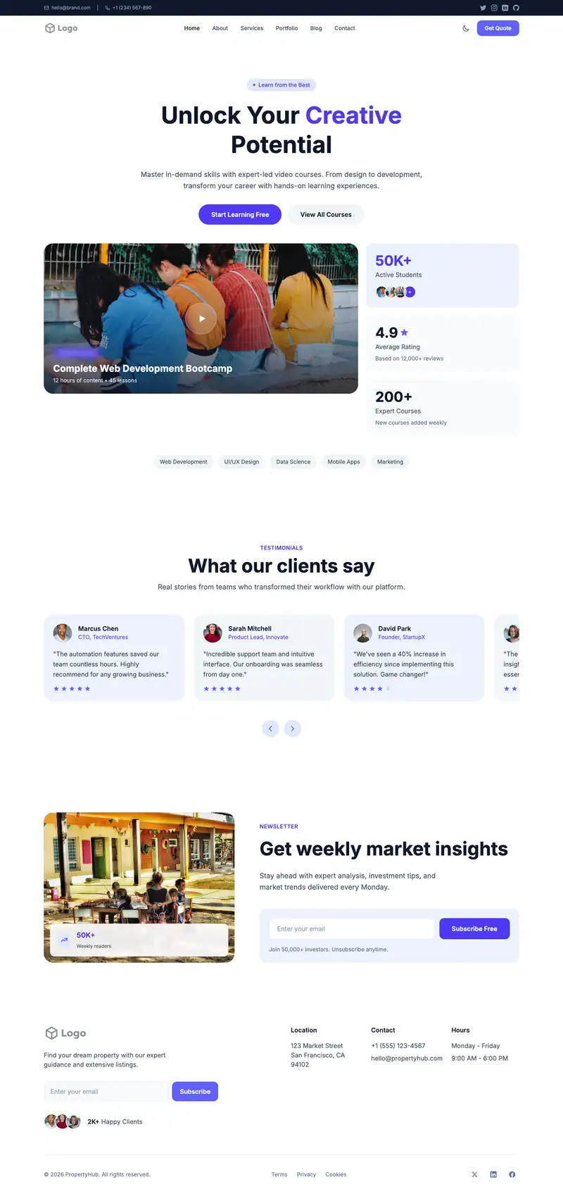 Montessori School website template preview
