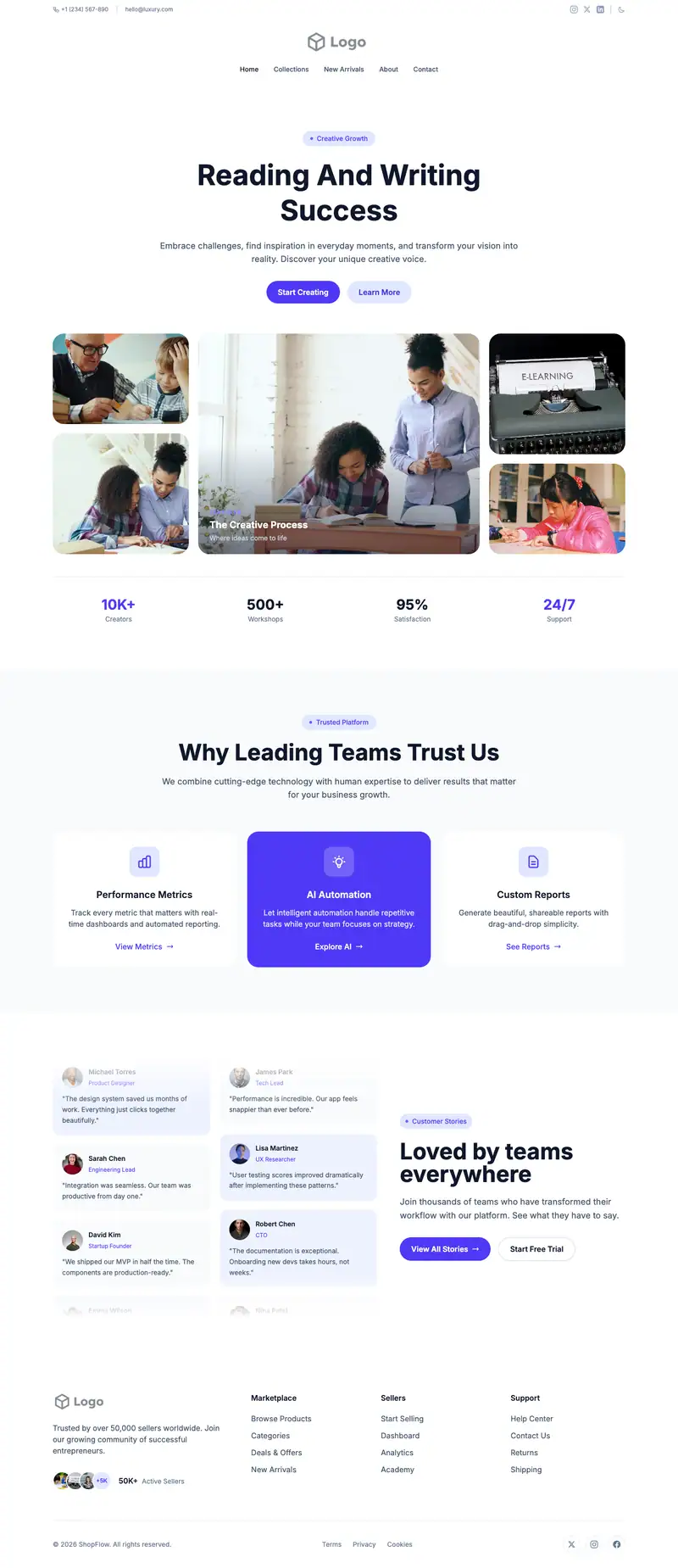 Reading Writing Tutoring website template preview