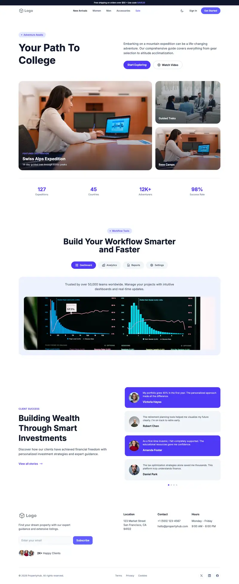 College Counseling website template preview