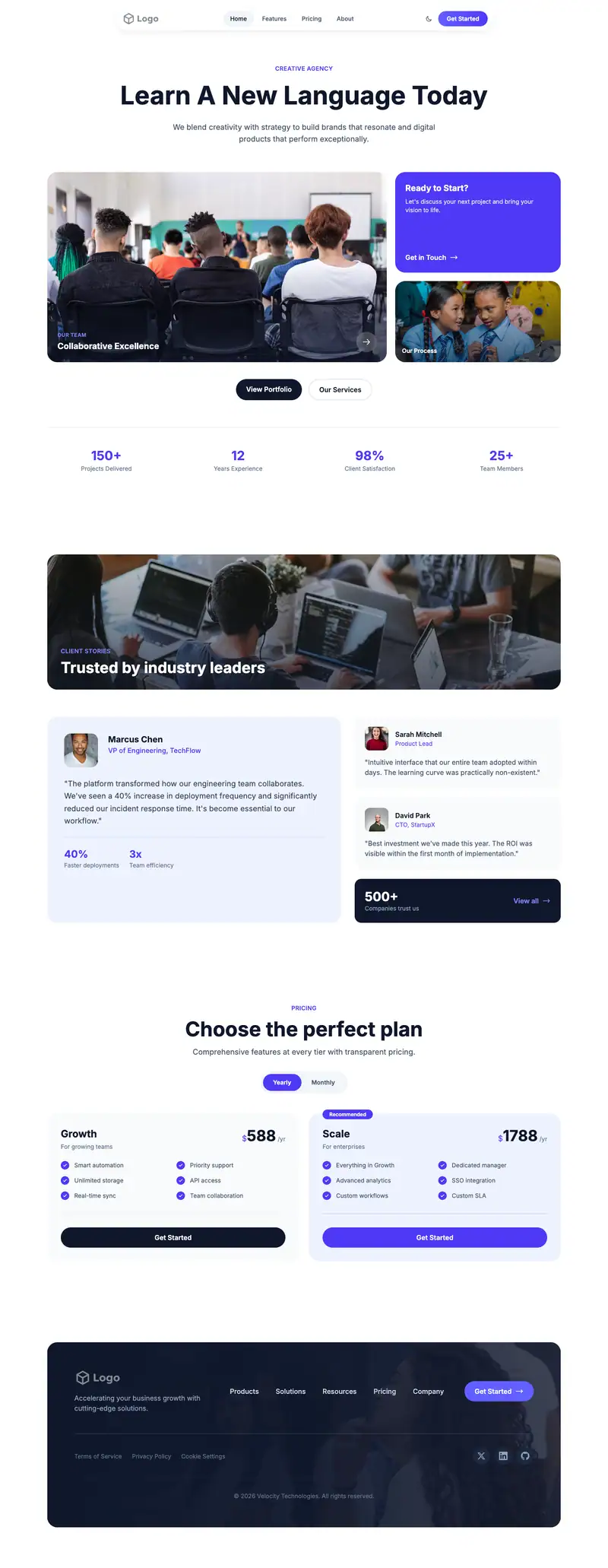 Language School website template preview