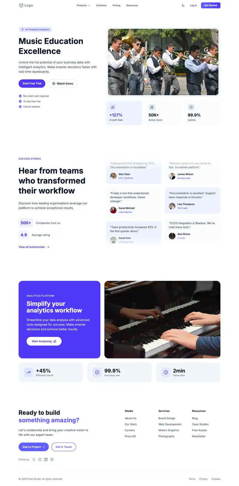 Music School website template preview