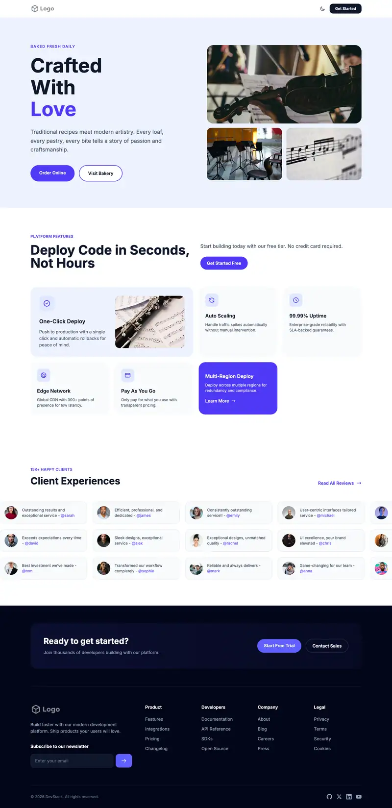 Music Lessons website template preview