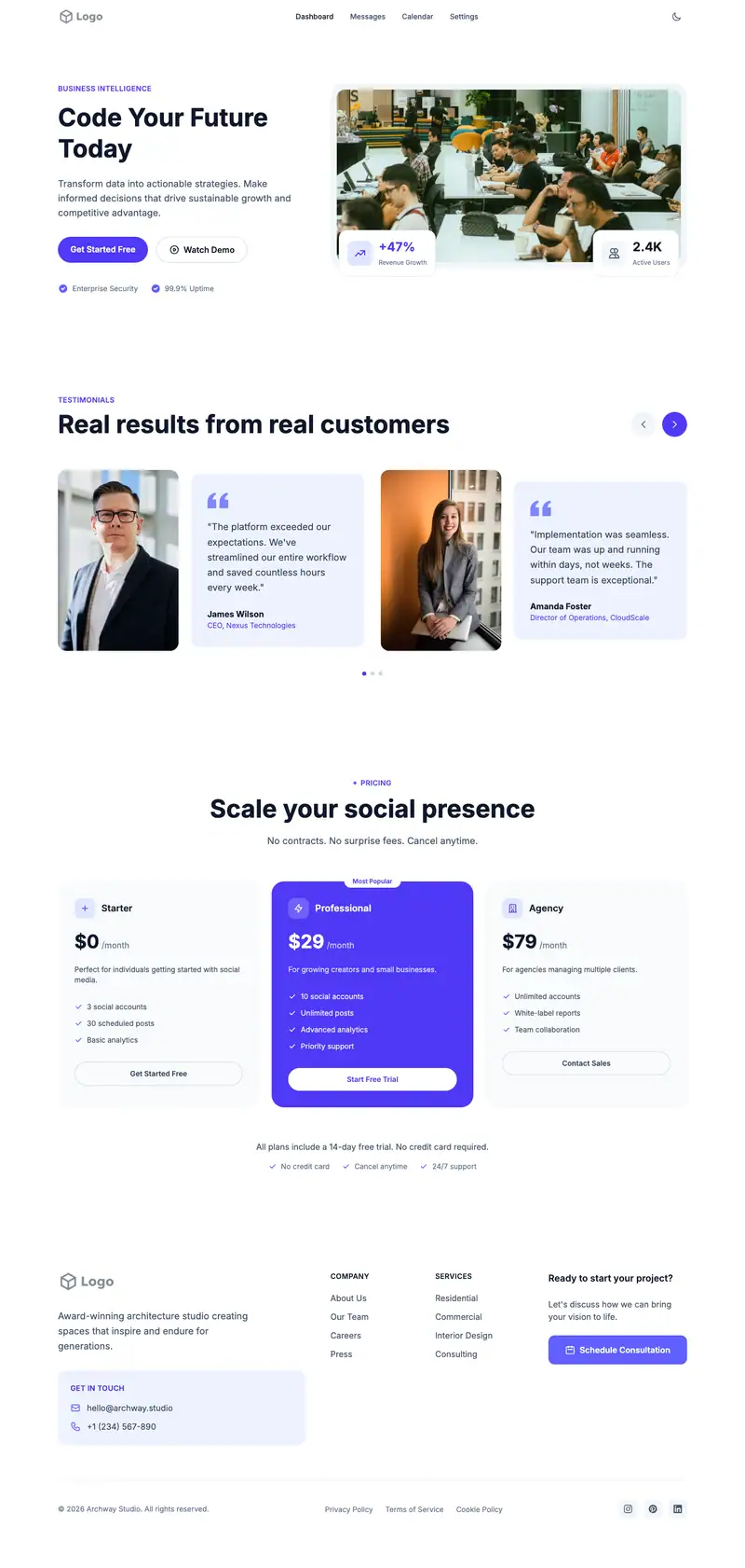 Full-page preview of the Coding Bootcamp website template