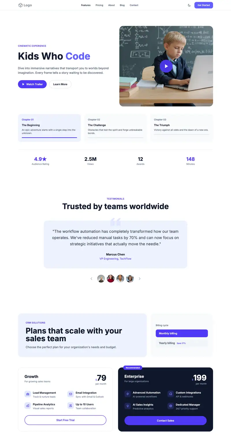 Coding for Kids website template preview
