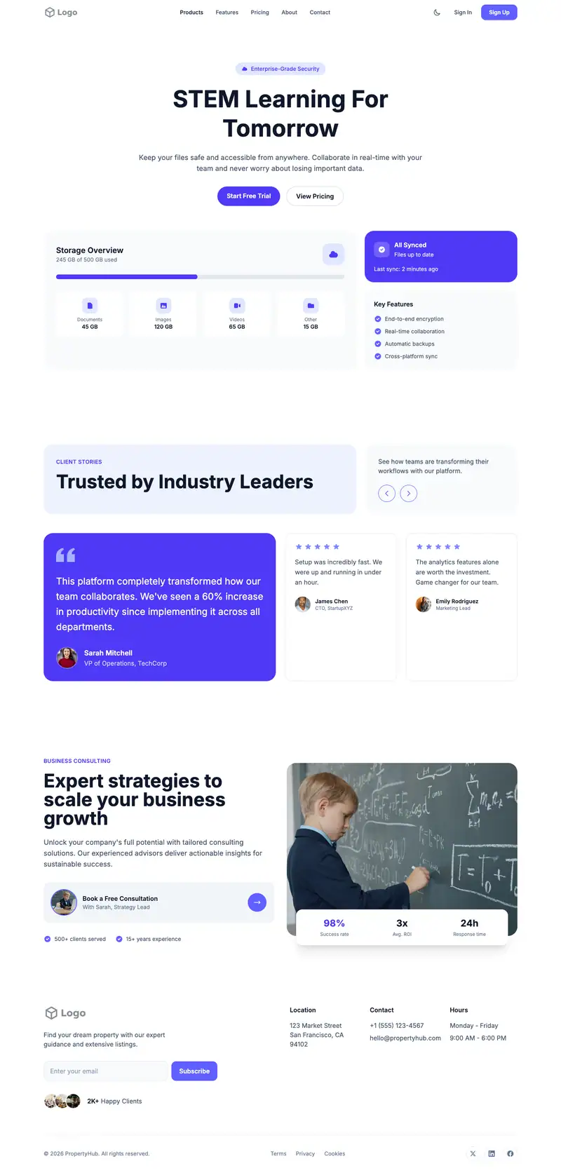 Stem Education website template preview