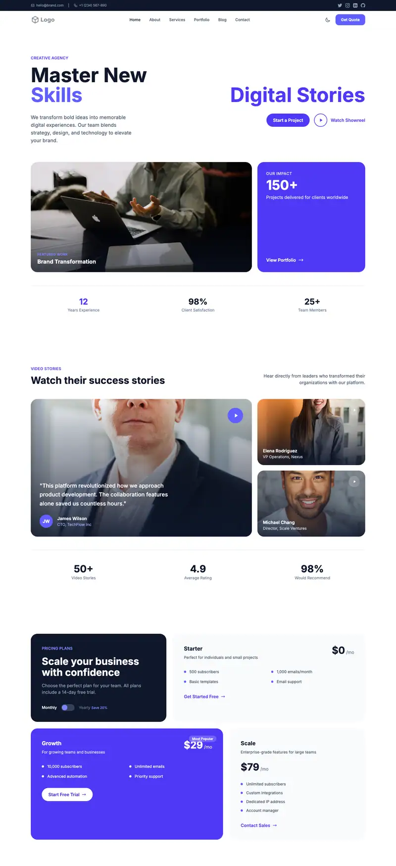 Course Sales Page website template preview