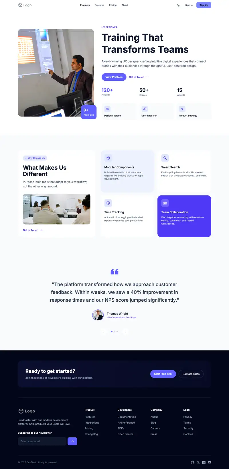 Corporate Training website template preview