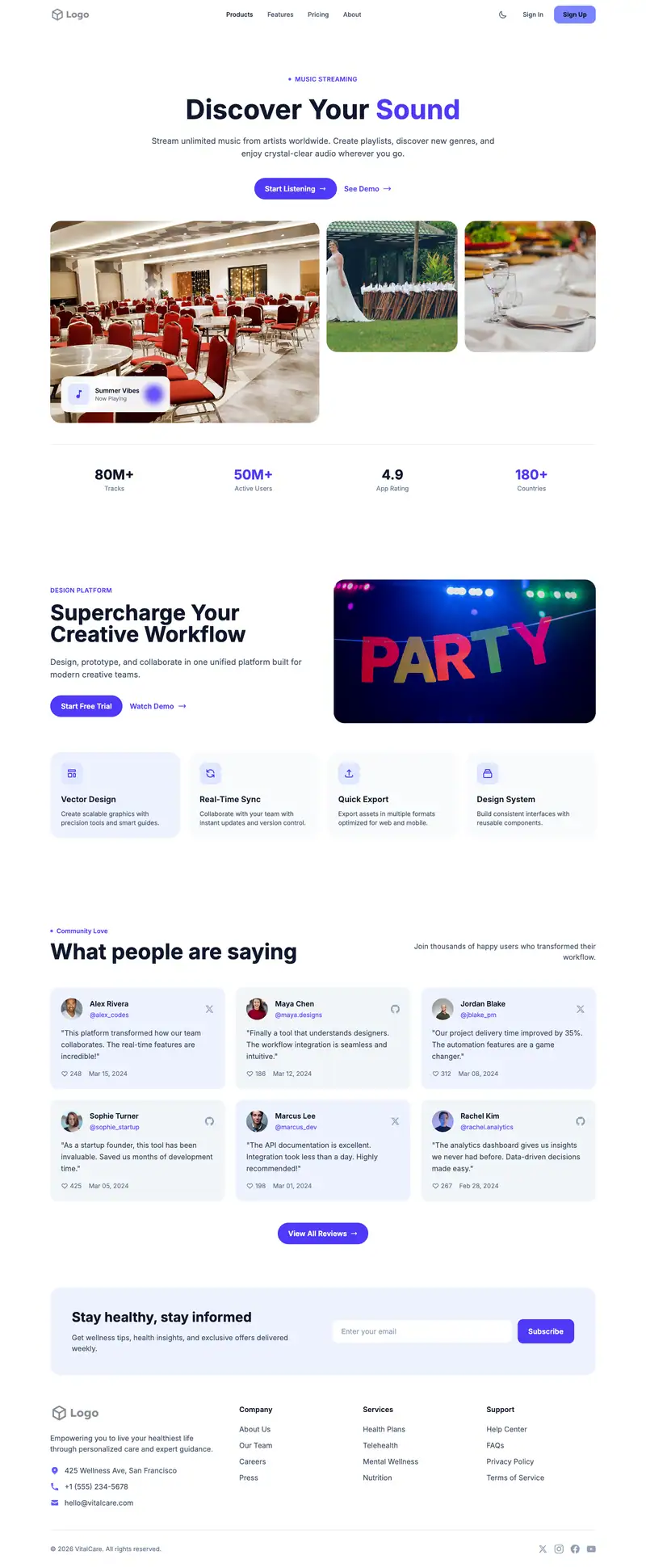 Event Planner website template preview