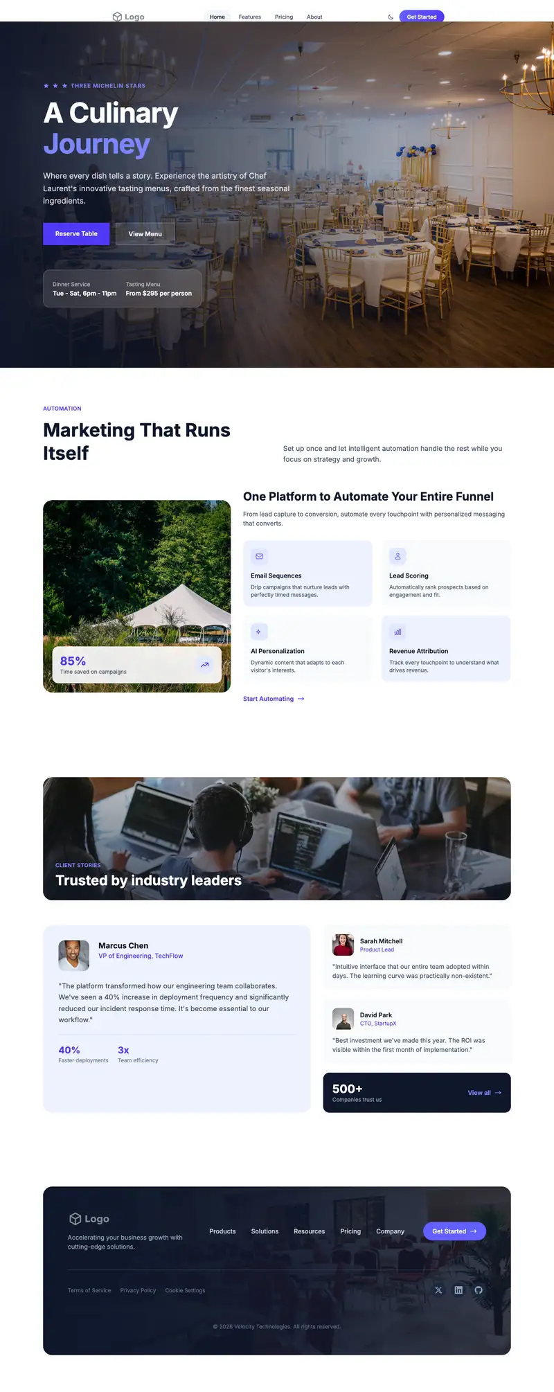 Event Venue Rental website template preview