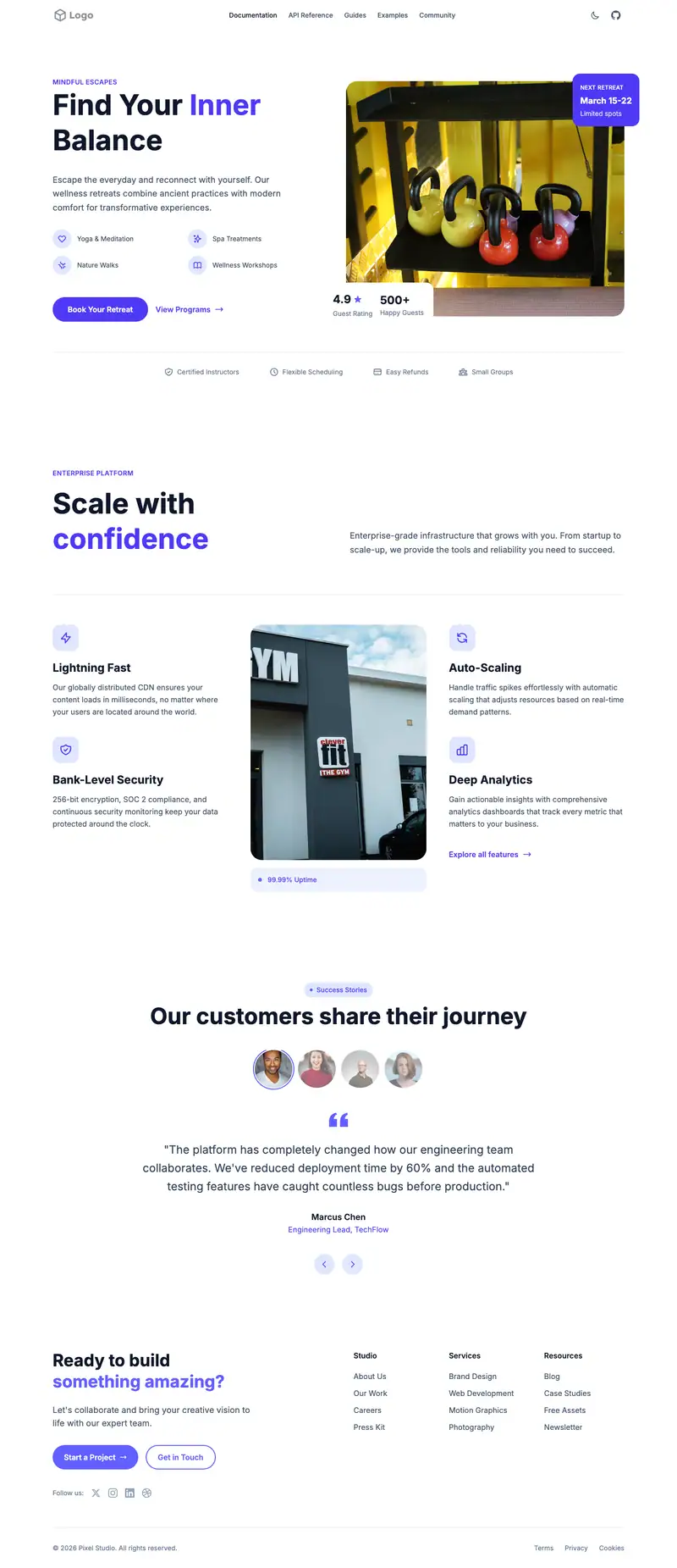 Boutique Gym website template preview