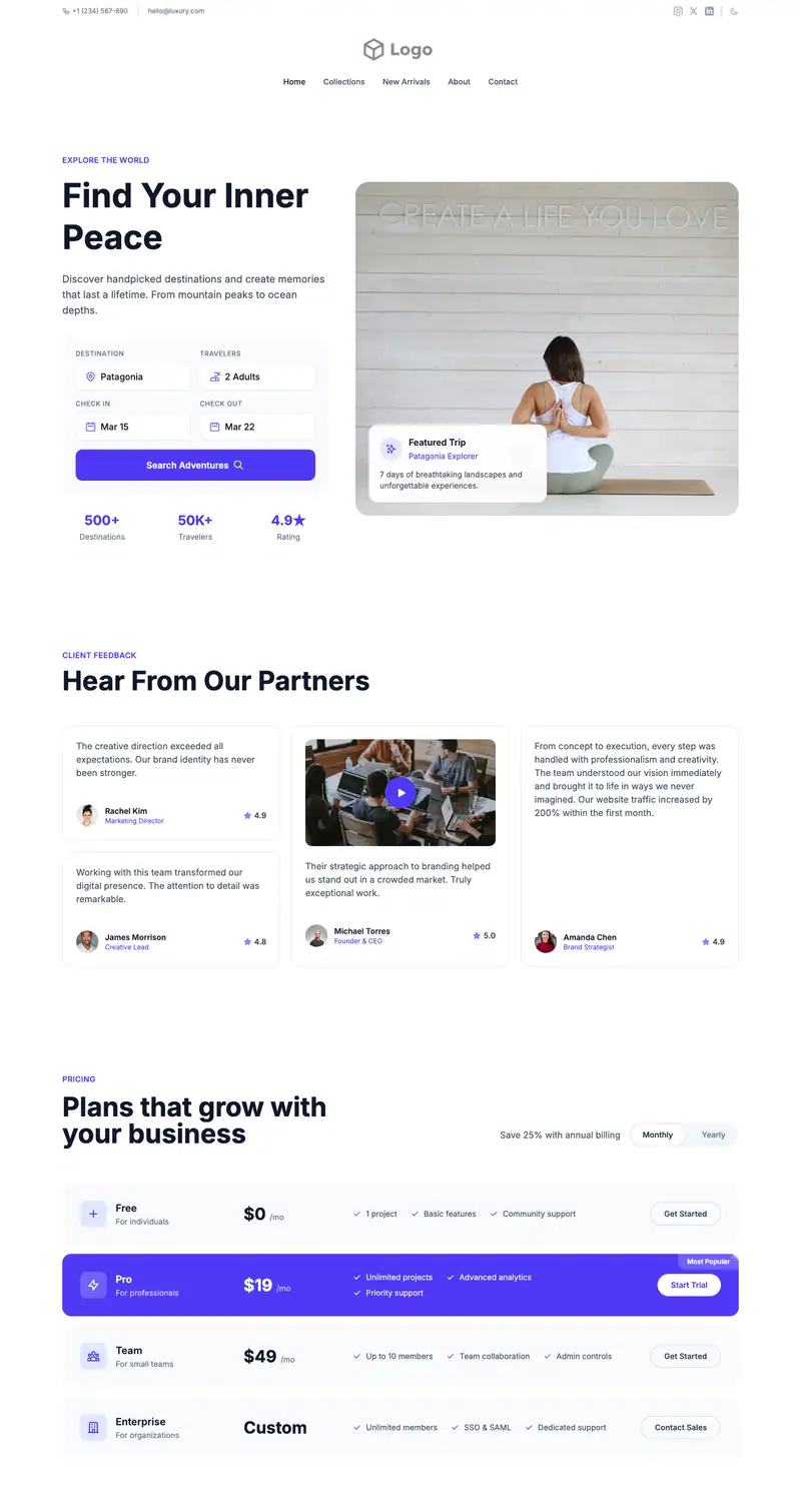 Yoga Studio website template preview
