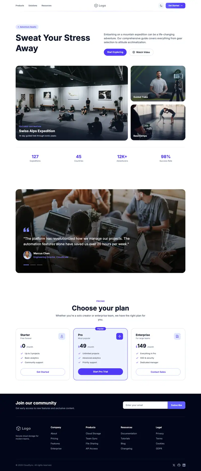 Hot Yoga Studio website template preview