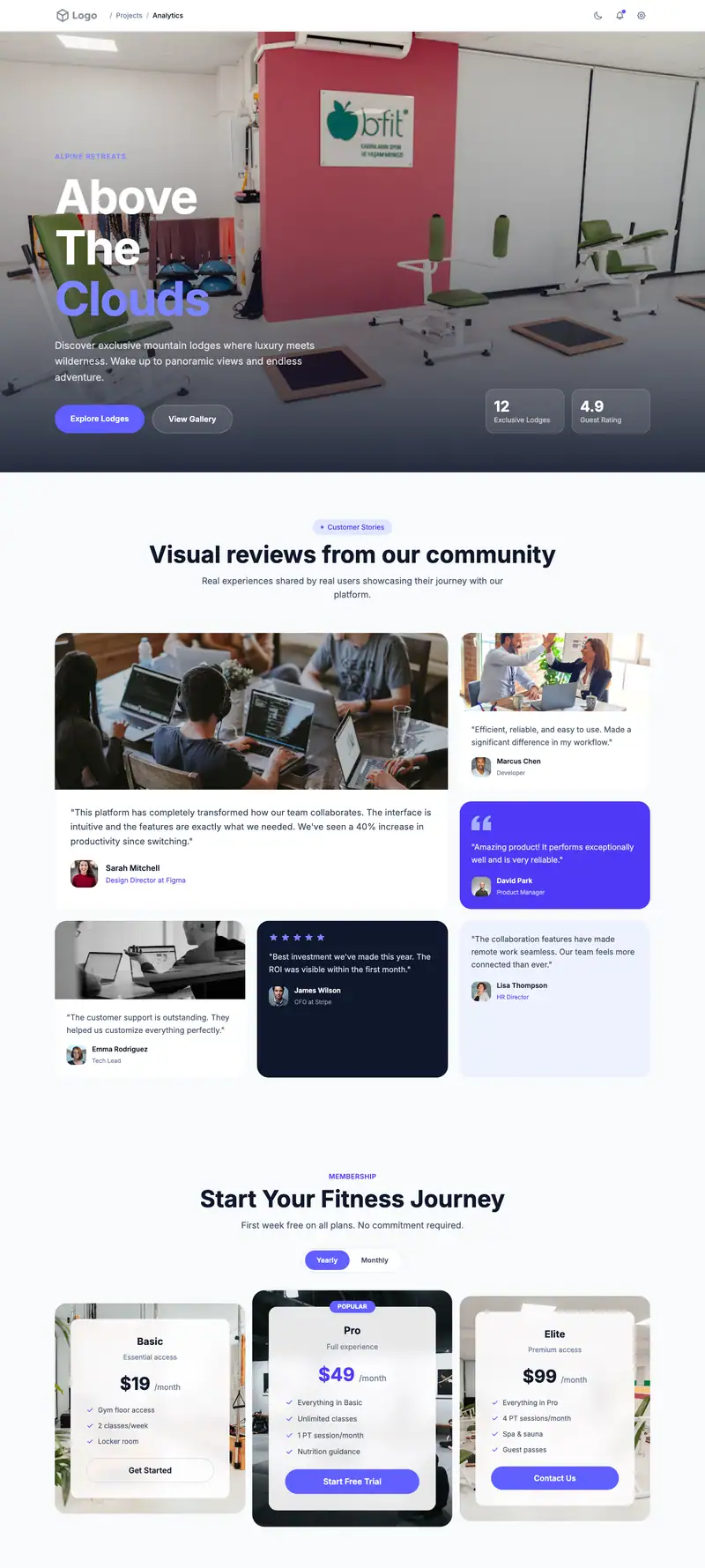 Pilates Studio website template preview