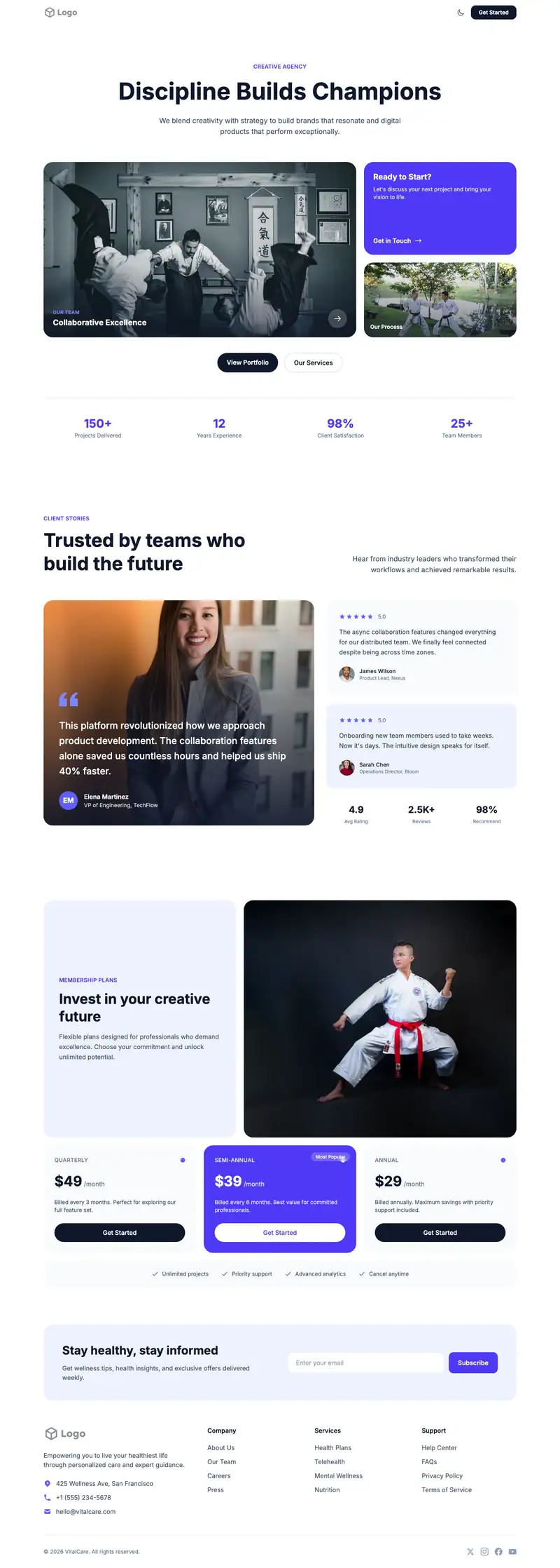 Martial Arts Studio website template preview